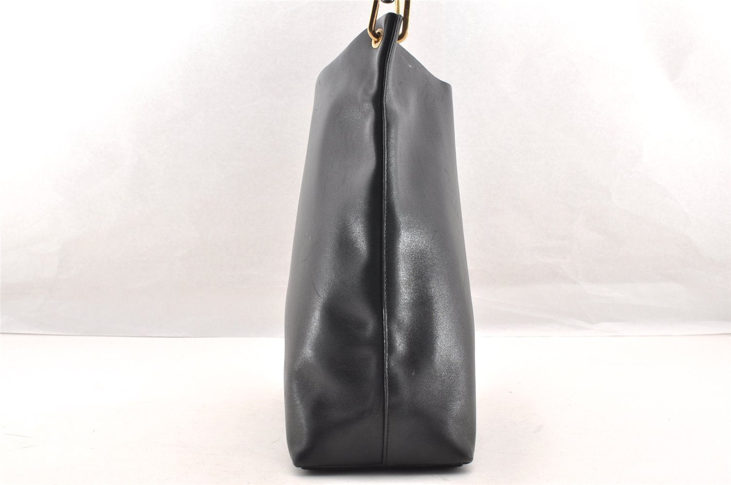 Authentic GUCCI Bamboo Vintage Shoulder Hand Bag Purse Leather Black 5827I