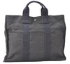 Authentic HERMES Her Line MM Hand Tote Bag Nylon Gray 5832D