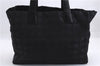 Authentic CHANEL New Travel Line Shoulder Tote Bag Nylon Leather Black 5832E