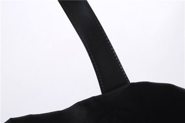 Authentic CHANEL New Travel Line Shoulder Tote Bag Nylon Leather Black 5832E