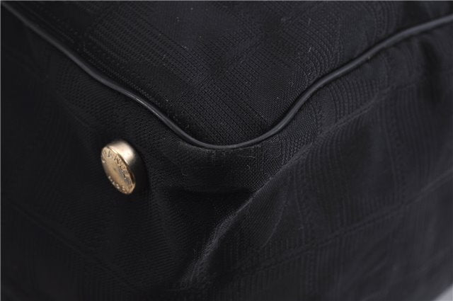 Authentic CHANEL New Travel Line Shoulder Tote Bag Nylon Leather Black 5832E