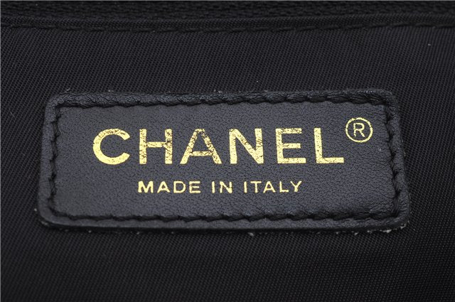 Authentic CHANEL New Travel Line Shoulder Tote Bag Nylon Leather Black 5832E