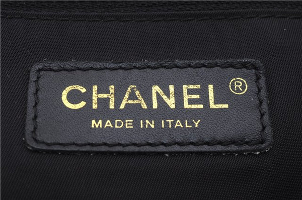 Authentic CHANEL New Travel Line Shoulder Tote Bag Nylon Leather Black 5832E