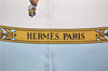 Auth HERMES Carre 90 Scarf "LA PROMENADE DE LONGCHAMPS" Silk Light Blue 5832F