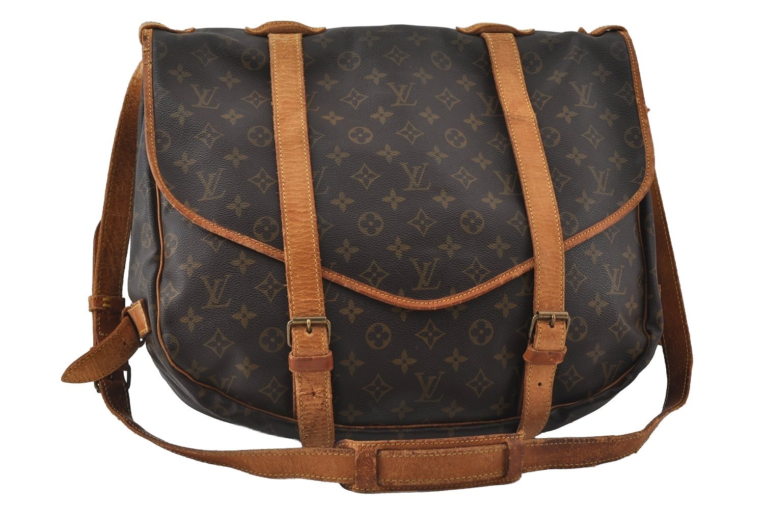 Authentic Louis Vuitton Monogram Saumur 43 Shoulder Cross Bag M42252 Junk 5833I