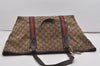 Authentic GUCCI Web Sherry Line Tote Bag GG Canvas Leather 139260 Brown 5835I