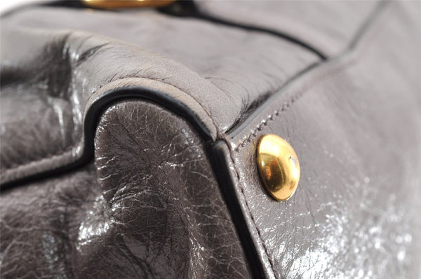 Authentic MIU MIU VITELLO SHINE Leather 2Way Shoulder Hand Bag RN1037 Gray 5836I