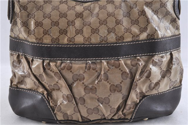 Authentic GUCCI GG Crystal Shoulder Tote Bag PVC Leather 223965 Brown 5841C