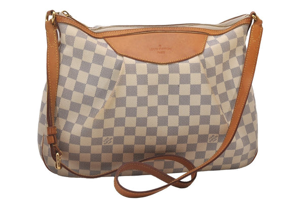 Authentic Louis Vuitton Damier Azur Siracusa MM N41112 Shoulder Cross Bag 5842I