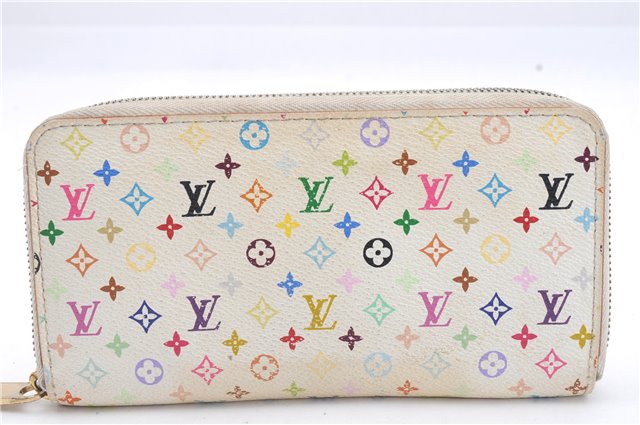 Authentic Louis Vuitton Monogram Multicolor Zippy Wallet White M60049 LV 5843D