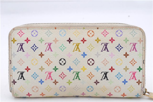 Authentic Louis Vuitton Monogram Multicolor Zippy Wallet White M60049 LV 5843D