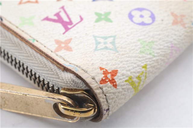 Authentic Louis Vuitton Monogram Multicolor Zippy Wallet White M60049 LV 5843D