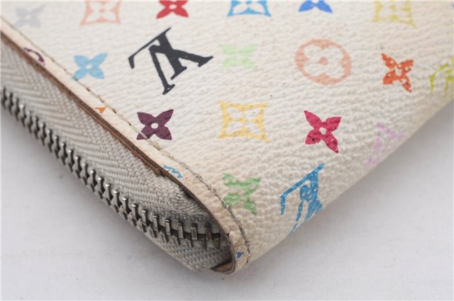 Authentic Louis Vuitton Monogram Multicolor Zippy Wallet White M60049 LV 5843D