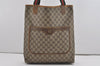 Authentic GUCCI Web Sherry Line Shoulder Tote Bag GG PVC Leather Brown 5843I