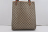 Authentic GUCCI Web Sherry Line Shoulder Tote Bag GG PVC Leather Brown 5843I