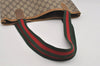 Authentic GUCCI Web Sherry Line Shoulder Tote Bag GG PVC Leather Brown 5843I