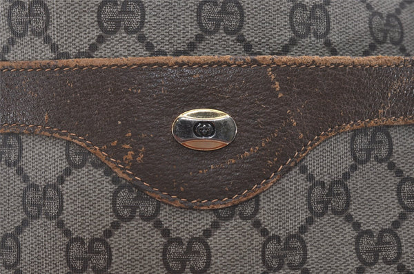 Authentic GUCCI Web Sherry Line Shoulder Tote Bag GG PVC Leather Brown 5843I