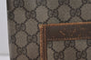 Authentic GUCCI Web Sherry Line Shoulder Tote Bag GG PVC Leather Brown 5843I