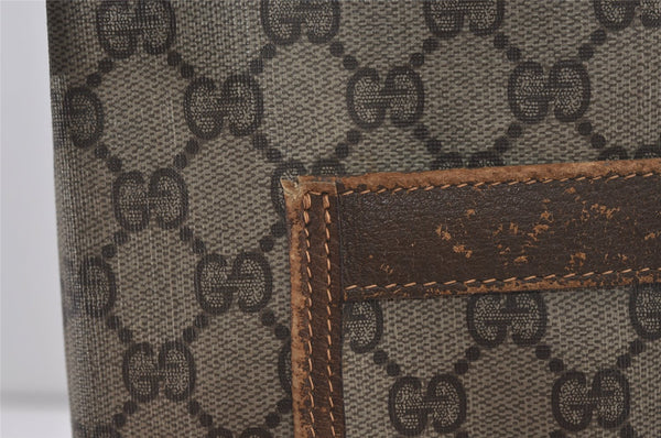 Authentic GUCCI Web Sherry Line Shoulder Tote Bag GG PVC Leather Brown 5843I