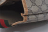 Authentic GUCCI Web Sherry Line Shoulder Tote Bag GG PVC Leather Brown 5843I