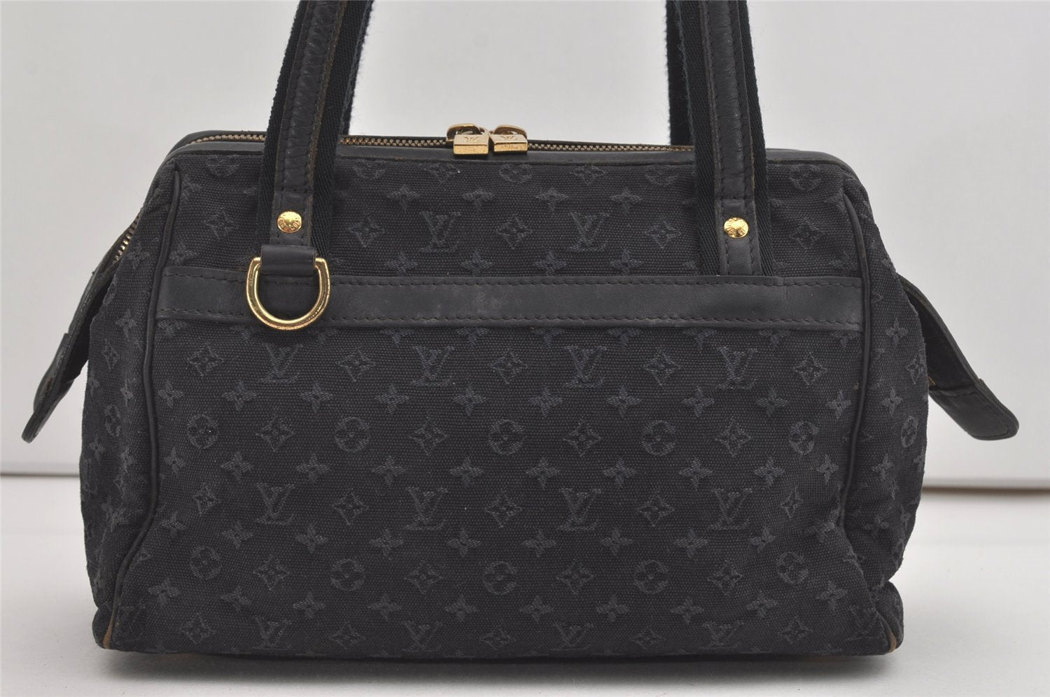 Auth Louis Vuitton Monogram Mini Josephine PM Hand Bag Dark Blue M92414 LV 5852I