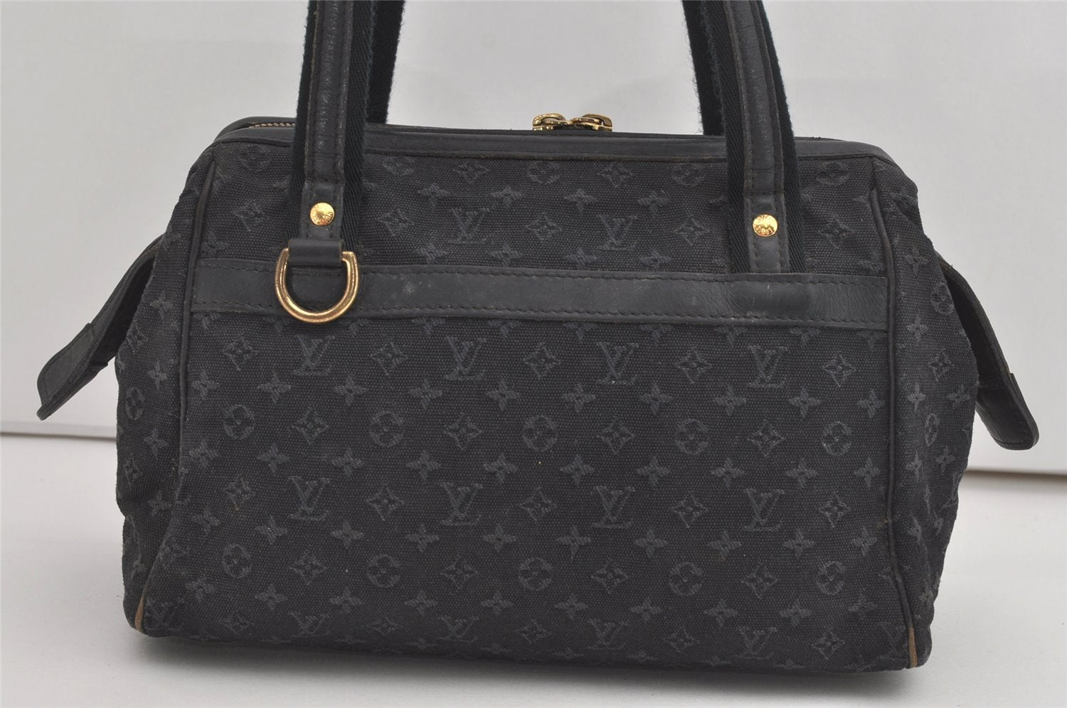 Auth Louis Vuitton Monogram Mini Josephine PM Hand Bag Dark Blue M92414 LV 5852I