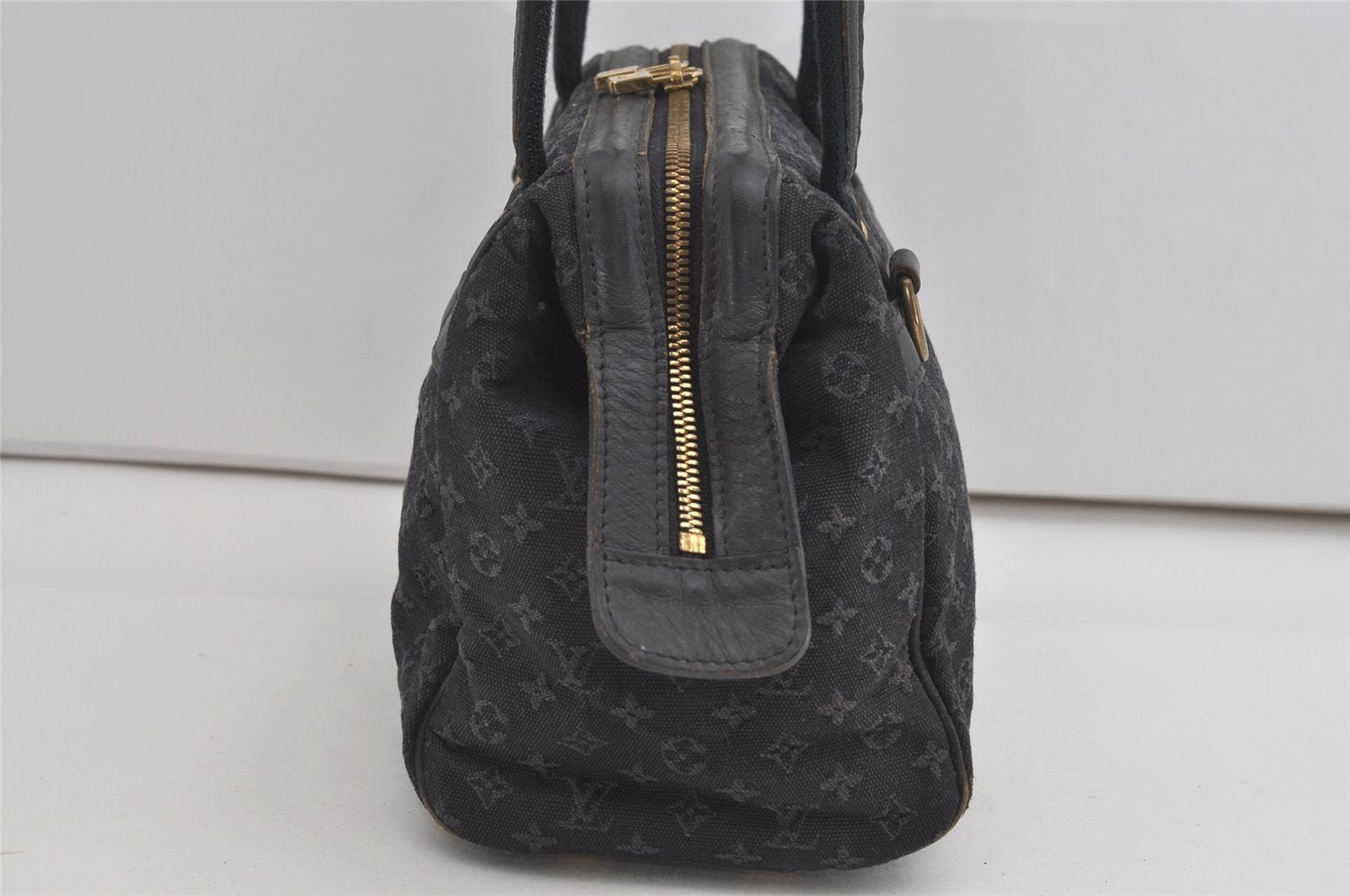 Auth Louis Vuitton Monogram Mini Josephine PM Hand Bag Dark Blue M92414 LV 5852I