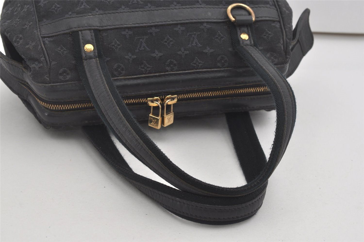 Auth Louis Vuitton Monogram Mini Josephine PM Hand Bag Dark Blue M92414 LV 5852I