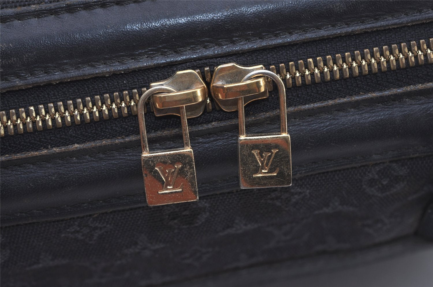 Auth Louis Vuitton Monogram Mini Josephine PM Hand Bag Dark Blue M92414 LV 5852I