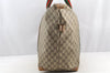 Authentic GUCCI Web Sherry Line Travel Boston Bag GG PVC Leather Brown 5856I