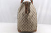 Authentic GUCCI Web Sherry Line Travel Boston Bag GG PVC Leather Brown 5856I