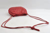 Authentic LOEWE Anagram Drawstring Shoulder Cross Body Bag Leather Red 5857I