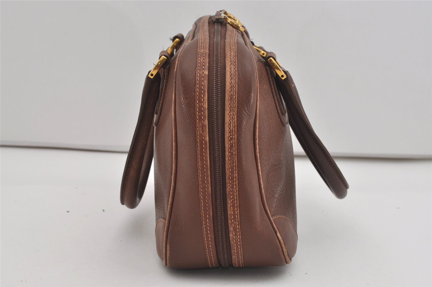 Authentic GUCCI Vintage Hand Bag Purse Leather Brown 5858I