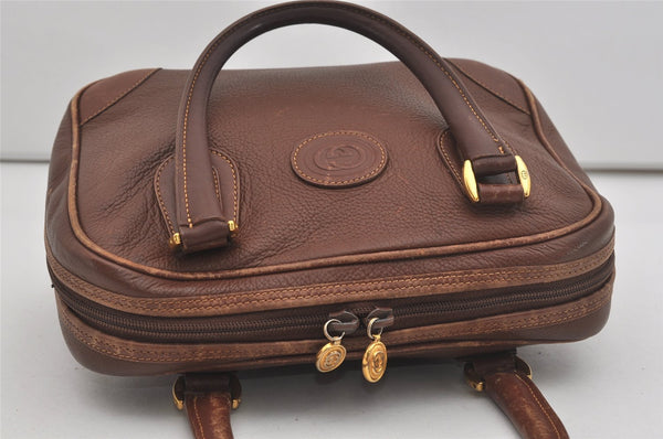 Authentic GUCCI Vintage Hand Bag Purse Leather Brown 5858I