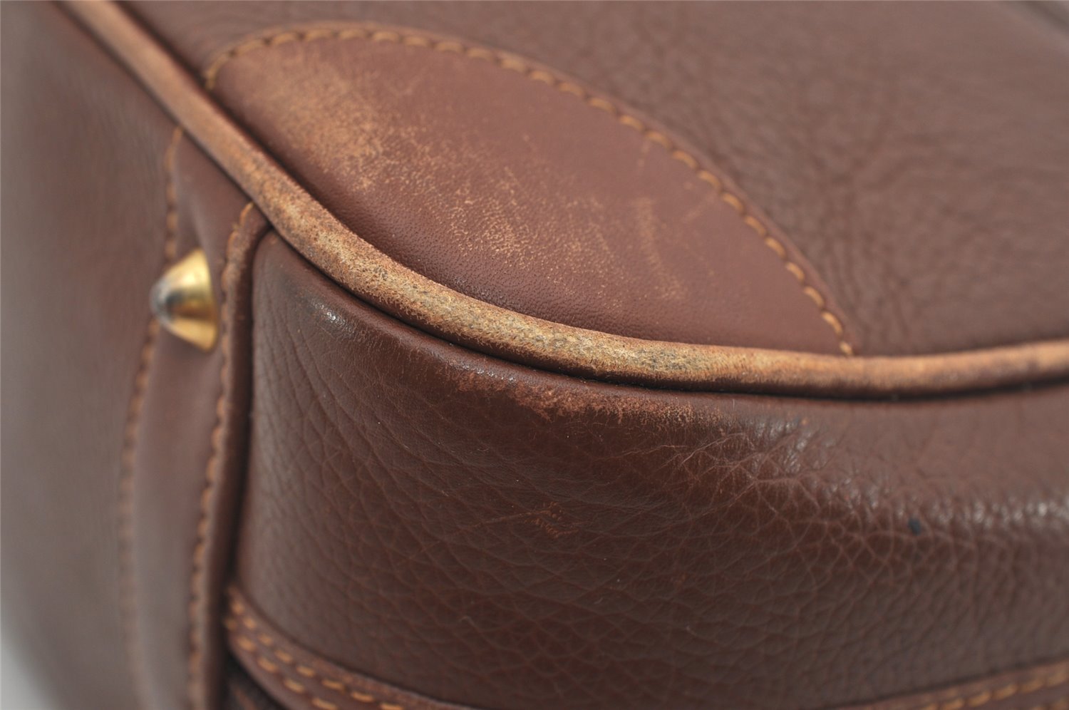 Authentic GUCCI Vintage Hand Bag Purse Leather Brown 5858I