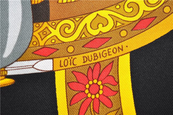 Authentic HERMES Carre 90 Scarf "SALZBURG" Silk Black 5868E