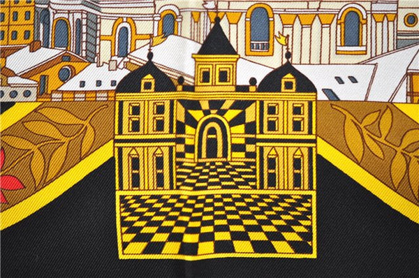 Authentic HERMES Carre 90 Scarf "SALZBURG" Silk Black 5868E