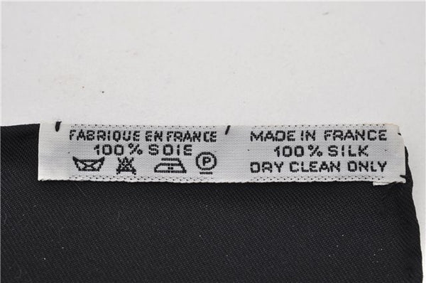 Authentic HERMES Carre 90 Scarf "SALZBURG" Silk Black 5868E