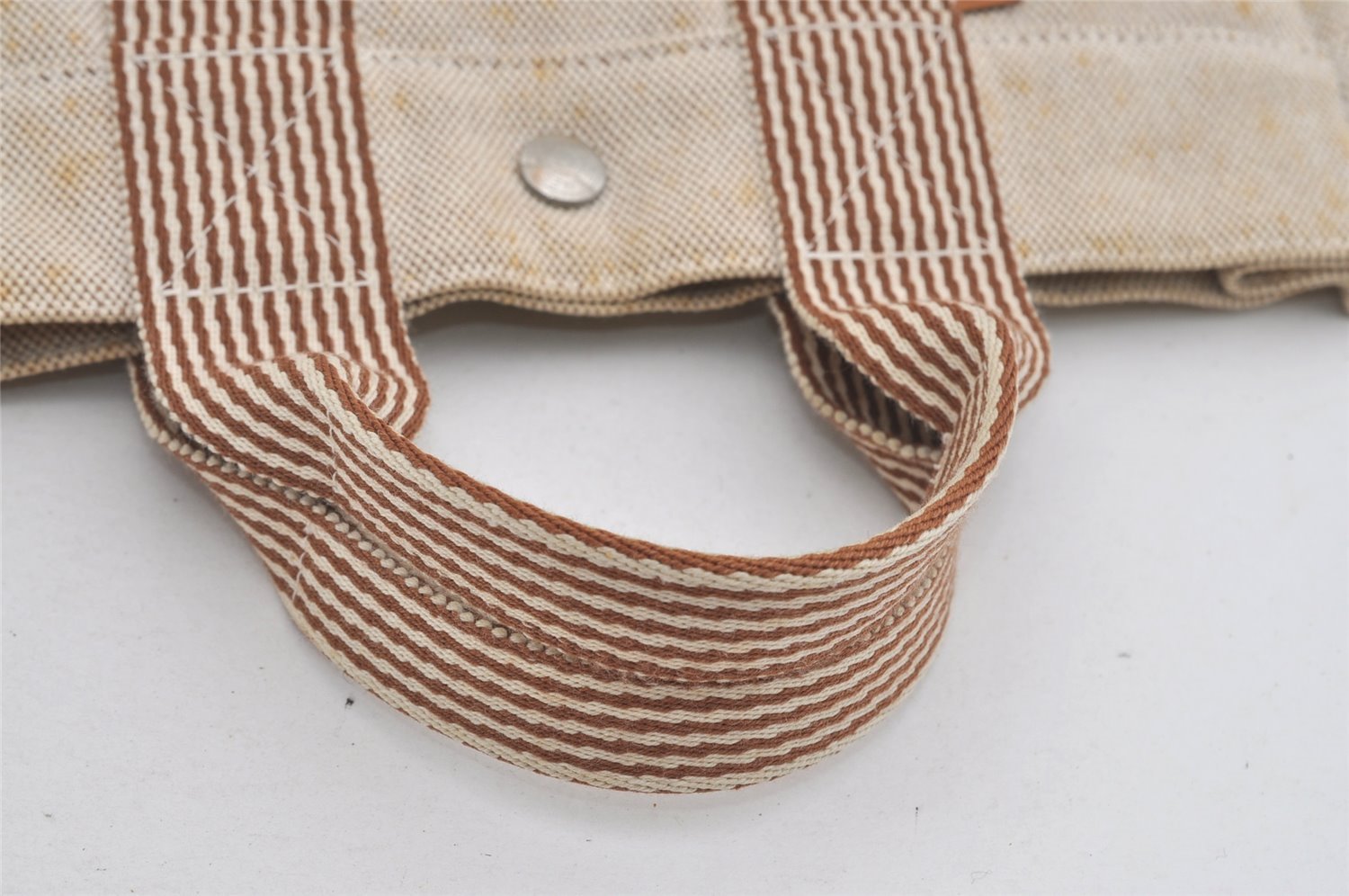 Authentic HERMES New Fourre Tout PM Hand Tote Bag Purse Canvas Beige 5871I