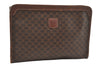 Authentic CELINE Macadam Blason Pattern Clutch Hand Bag PVC Leather Brown 5874I