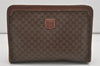 Authentic CELINE Macadam Blason Pattern Clutch Hand Bag PVC Leather Brown 5874I