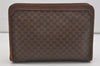 Authentic CELINE Macadam Blason Pattern Clutch Hand Bag PVC Leather Brown 5874I