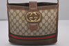 Authentic GUCCI Web Sherry Line Shoulder Bag Purse GG PVC Leather Brown 5876I