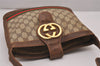 Authentic GUCCI Web Sherry Line Shoulder Bag Purse GG PVC Leather Brown 5876I