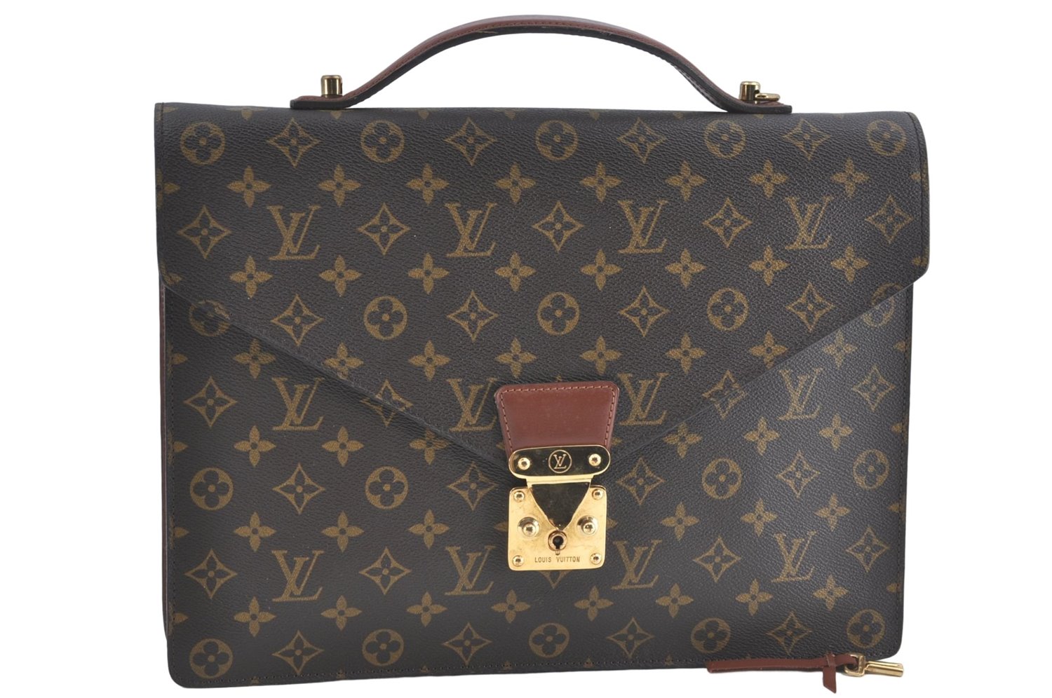 Auth Louis Vuitton Monogram Porte Documents Bandouliere M53338 Briefcase 5878C