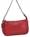 Authentic COACH Vintage Chain Shoulder Hand Bag Pouch Purse Leather Red 5878E