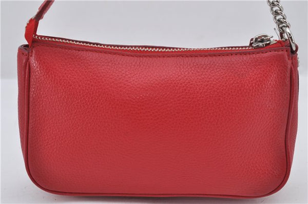 Authentic COACH Vintage Chain Shoulder Hand Bag Pouch Purse Leather Red 5878E