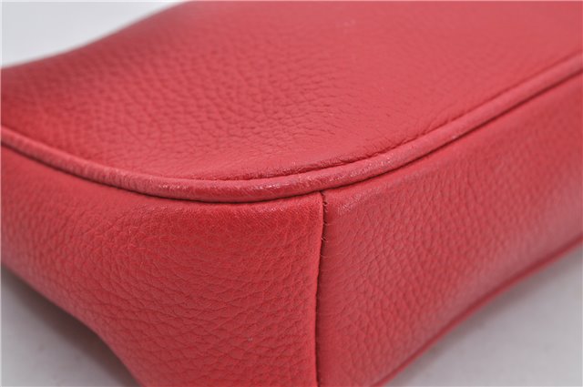 Authentic COACH Vintage Chain Shoulder Hand Bag Pouch Purse Leather Red 5878E
