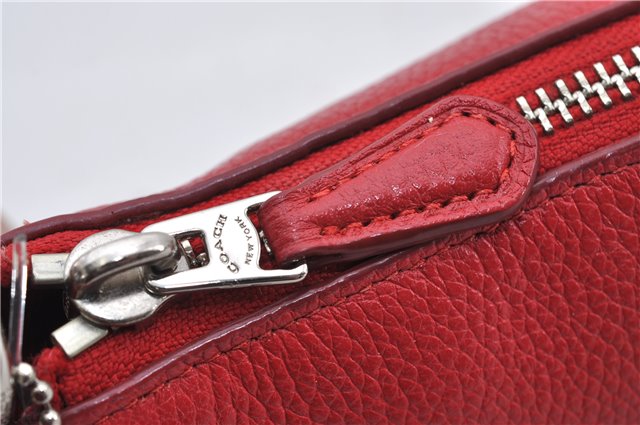 Authentic COACH Vintage Chain Shoulder Hand Bag Pouch Purse Leather Red 5878E