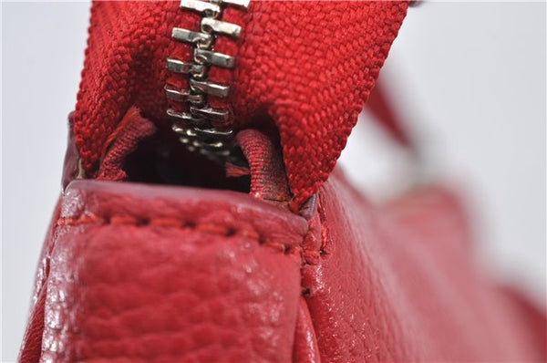 Authentic COACH Vintage Chain Shoulder Hand Bag Pouch Purse Leather Red 5878E